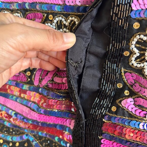 Vintage Laurence Kazar New York Womens Sz S Sequin Beaded Floral Jacket - Picture 3 of 13